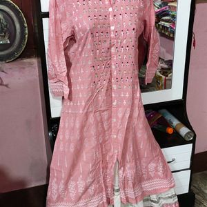 😍Beautiful Embroidered Kurti With Flared Skirt🥰