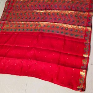 Red Colour Cotton Silk Saree