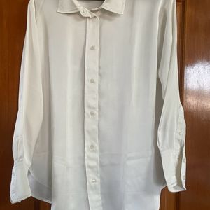 H&M Satin Silk White Shirt