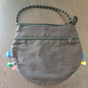 Black Embroidery Sling Bag