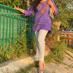 Lucknowi Embroidery Short Kurti