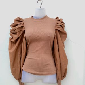 Brown Puffed Sleeves Top 🤎✨