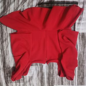 Red Polyester Peplum Top