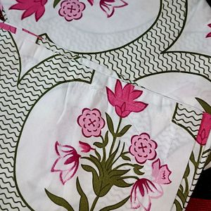 BRAND NEW SINGLE BEDSHEET WITH 1 PILLOW COVER Floral Design Cotton