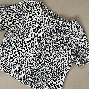 Black and White Cheetah Print Top