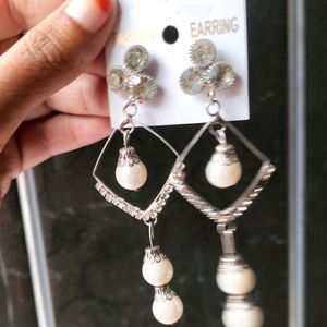 Party Wear White Earring