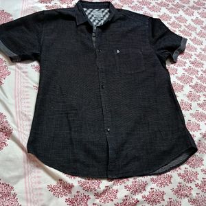 Easybuy Men Black Printed Cotton Slim fit Shirt