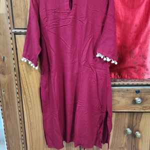 Red And White Libas Kurta Sharara Set