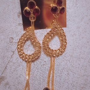 2 White And Golden Earrings