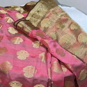 Beautiful Silk Saree New With Matching Stitched B