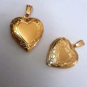 Large Golden Heart Picture Opening Pendant + Chord