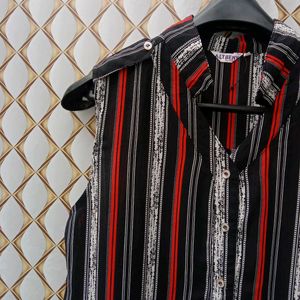 New Black Red Stripped Shirt