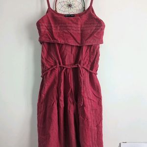 Zara Basics Red Cotton Dress