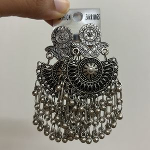 Oxidised Silver Indian Design Dangling Jhumka
