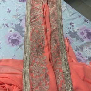 Peach Colour Saree For Eve Party..🎉