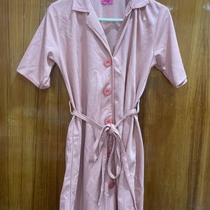 A Subtle Peach Color Collared T Shirt Dress