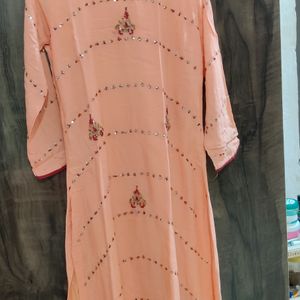 Peach Kurta And Skirt