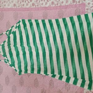 Green And White Stripes Tank Top