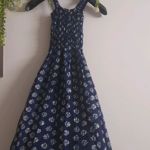 A Pure Cotton Maxi dress With Blue Pottery