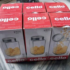 New Cello Fresh Glass Storage Jar Container 6 Pc