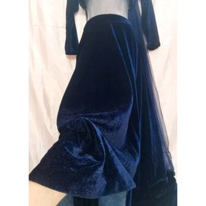 Velvet Navy Blue Like New Lehenga Choli Set