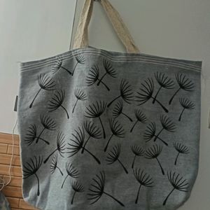 Tote Spacious Hand Bag Black And Grey Colour