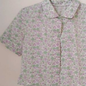 Flower Print Half Sleeves Shirt.(Women)