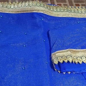 Party Wear Dark Blue Color Saree