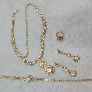 Imported Jewellery Set White Glittering Stone