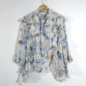 Off White Floral Printed Tops (Women's)