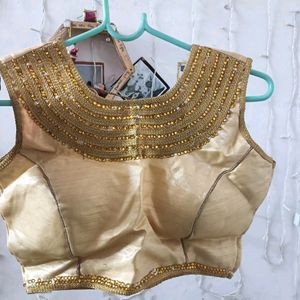 Golden Blouse With Beautiful Embroidery Work...