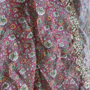 Kalamkari Organza Cut Work Dupatta