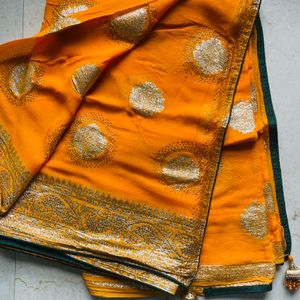 Pure Georgett Yellow Saree