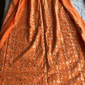 Orange Embroided Dress Material Set(Women’s)