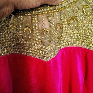 Floor Length Dark Pink Designer Gown