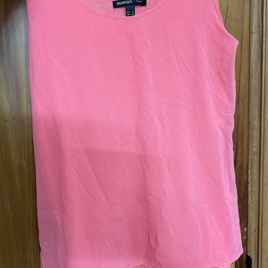 Flowy Peach/light Pink Top With Attached Lining