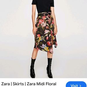 Zara Floral Midi Skirt