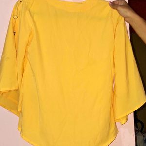 Casual Full Sleeves Yellow Top