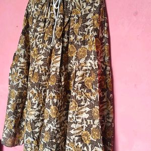 Flowery Printed Long Skirt For Girls