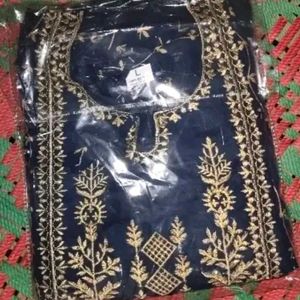 Navy Blue Embroidery Kurta Set