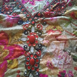 Pure Mulmul Embellished Kurti