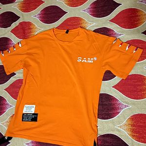 Funky Neon Orange 🧡 Colour Stilish Tshirt For Men Size-M