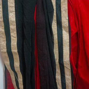 Red And Black Kurta Pant Set.. With Dupatta..