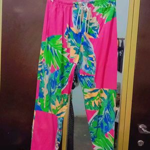 printed pink Trouser for Women.