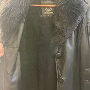 Genuine Leather Black Trench Coat - Never Worn