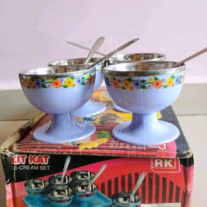 Ice Cream Cups Set Of 6 With Steel Spoon