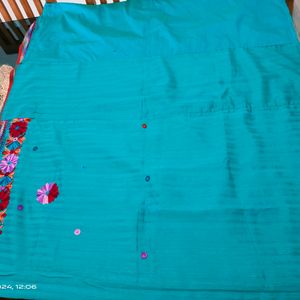 Sea Green Saree With Thread Work