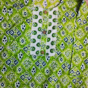 Green Cotton Kurta Set