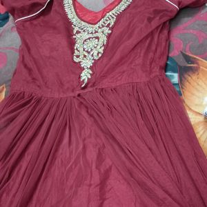 Maroon Colour Gown Beutiful And Attractive