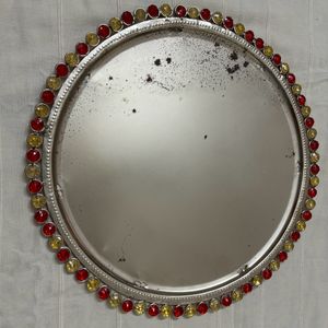 Round Silver Platted Finished Decorative Tray